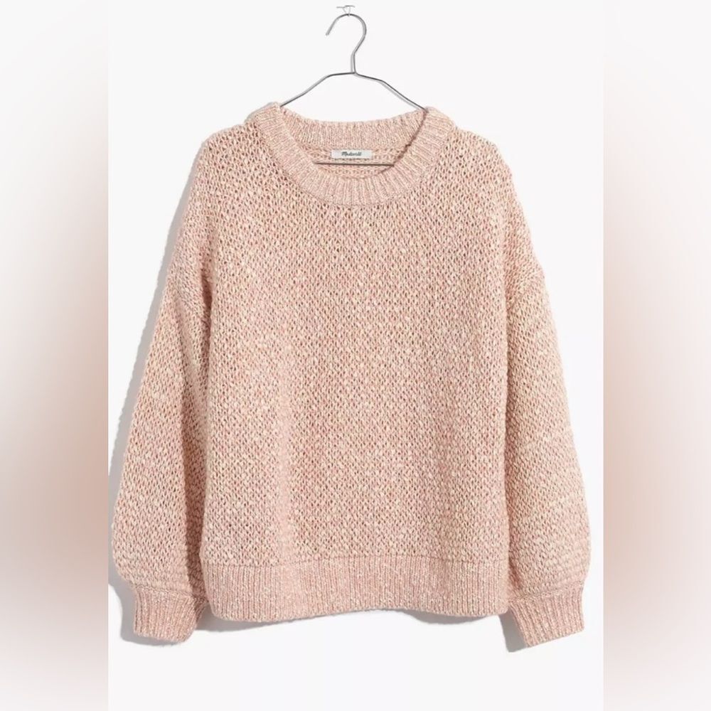 Madewell Light Pink Cotton Wool & Alpaca Blend Crewneck Oversized Baez Sweater - Picture 4 of 10